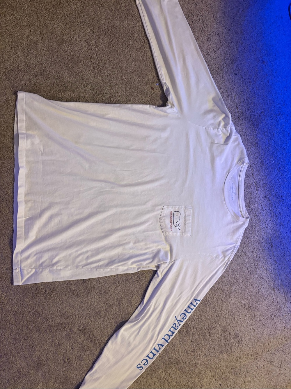 Vineyard Vines White Long Sleeve Pocket Tee